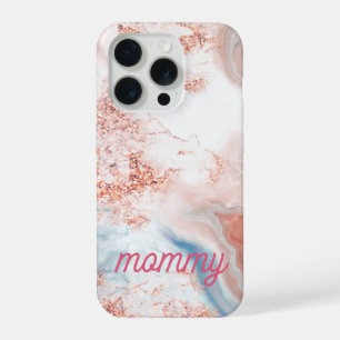 elegantes falsches Roségold Marmor "Mama" personal iPhone 15 Pro Hülle