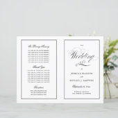 Elegantes Falt-Hochzeitsprogramm mit schwarzer Umr (Stehend Vorderseite)