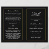 Elegantes Falzhochzeitprogramm Monogram Black (Vorderseite)