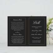 Elegantes Falzhochzeitprogramm Monogram Black (Stehend Vorderseite)