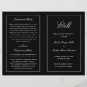Elegantes Falzhochzeitprogramm Monogram Black (Vorderseite)