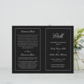 Elegantes Falzhochzeitprogramm Monogram Black (Stehend Vorderseite)