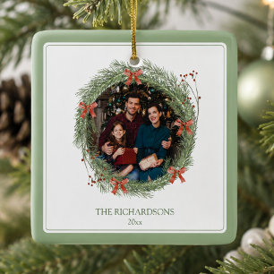 Elegantes Familienfoto Weihnachten Keramikornament