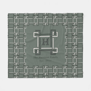 Elegantes Familienmonogramm Rosmarin Salbei Est Fleecedecke
