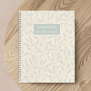 Elegantes Familiennamen-Rezeptbuch mit Creme und S Notizblock