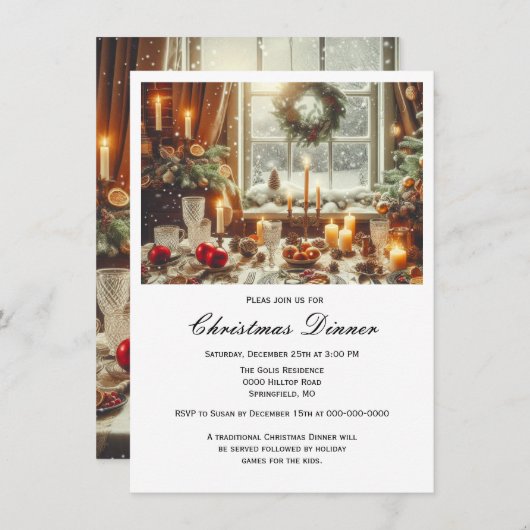 Elegantes Familienweihnachtsfest Einladung (Vorne/Hinten)
