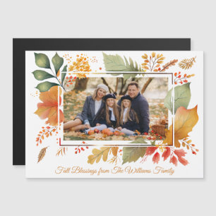 Elegantes Family Erntedank Foto Fall Leaf Magnet