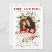 Elegantes Family Foto Wreath Berries Red Einladung (Vorderseite)