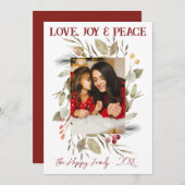 Elegantes Family Foto Wreath Berries Red Einladung (Vorne/Hinten)