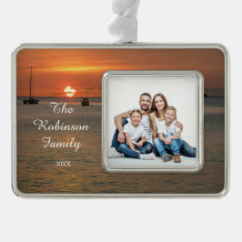 Elegantes Family Mama Vater Foto Personalisieren Rahmen-Ornament Silber