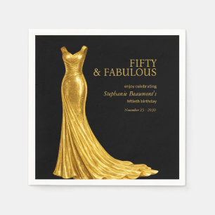 Elegantes fantastisches goldenes Kleid 50. Geburts Serviette