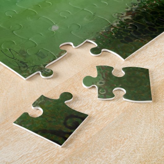 Elegantes Fantasy Frauenportrait in Grün und Blau Puzzle (Seite)