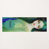 Elegantes Fantasy Frauenportrait in Grün und Blau Yogamatte (Rückseite (Horizontal))