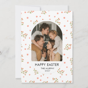 Elegantes Farb Oval Blumen Oster Familienfoto H Feiertagskarte