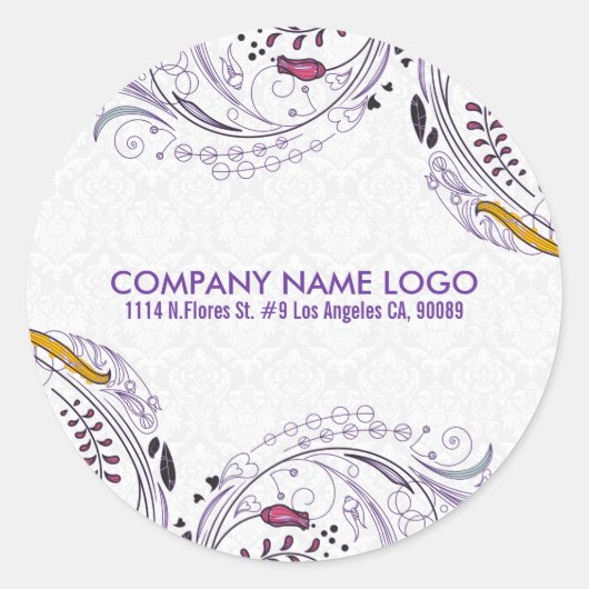 Elegantes farbenfrohes Art-Deko-Blumendesign 2 Runder Aufkleber (Vorderseite)