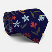 Elegantes, farbenfrohes blaues Blumenmuster Krawatte (Gerollt)