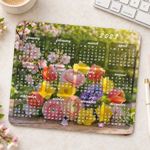 Elegantes farbenfrohes Blumenbouquet 2027-Kalender Mousepad