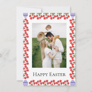 Elegantes farbenfrohes Blumenfoto Frohe Ostern Feiertagskarte