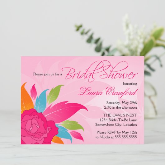 Elegantes farbenfrohes Brautparty Einladung (Stehend Vorderseite)