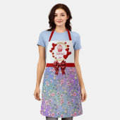 Elegantes, farbenfrohes, florales Wasserfarbenmust Schürze (Getragen)