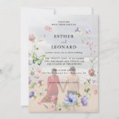 Elegantes farbenfrohes Frühling Wildblume Hochzeit Einladung (Vorderseite)