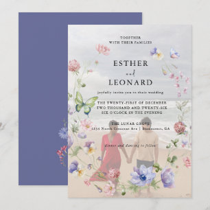 Elegantes farbenfrohes Frühling Wildblume Hochzeit Einladung