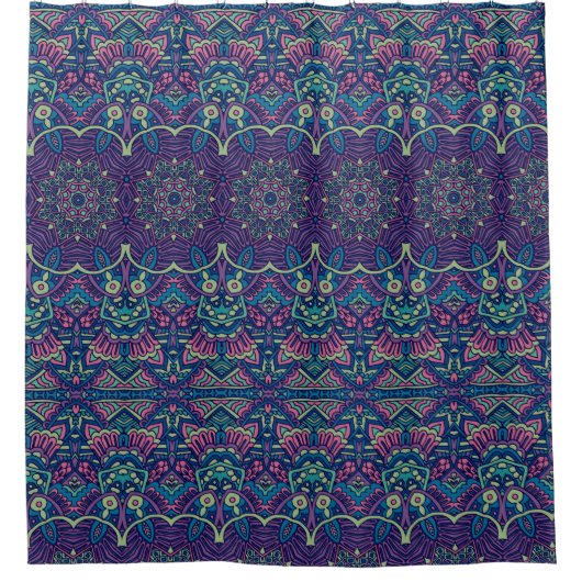 Elegantes, farbenfrohes, nahtloses Muster Duschvorhang (Vorderseite)