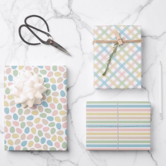 Elegantes farbenfrohes Ostermuster Geschenkpapier Set (Vorderseite)