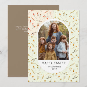 Elegantes farbenfrohes oval florales Oster-Familie Feiertagskarte
