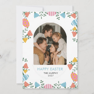 Elegantes farbenfrohes oval florales Ostern Famili Feiertagskarte