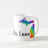 Elegantes, farbenfrohes Regenbogendesign in Michig Kaffeetasse (VorderseiteRechts)