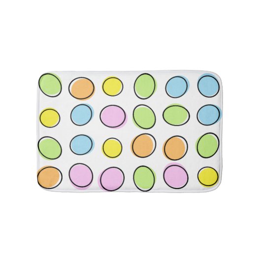 Elegantes, farbenfrohes Retro-Oval-Muster Badematte (Vorderseite)