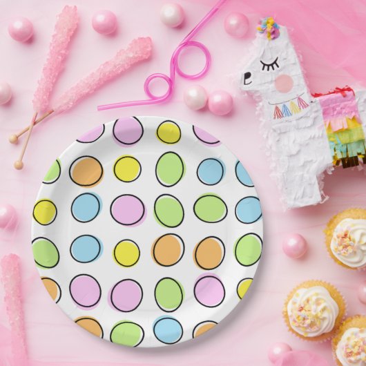 Elegantes, farbenfrohes Retro-Oval-Muster Pappteller (Party)