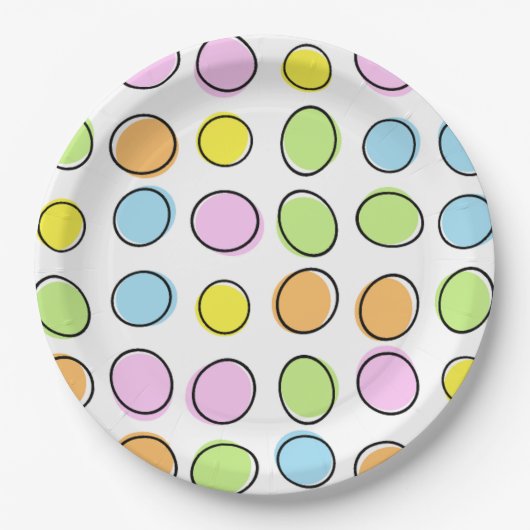 Elegantes, farbenfrohes Retro-Oval-Muster Pappteller (Vorderseite)