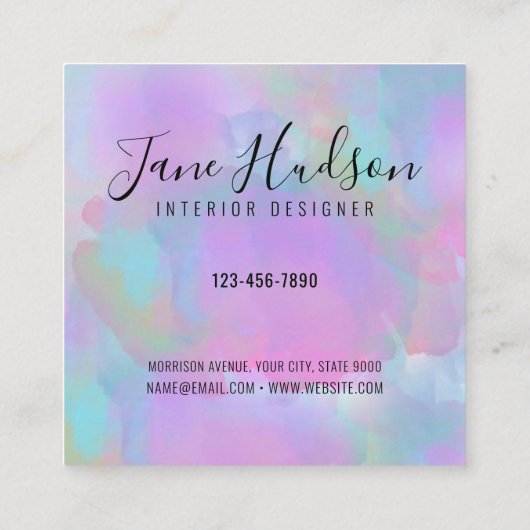 Elegantes farbenprächtiges Design Quadratische Visitenkarte (Rückseite)