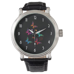 Elegantes, farbenprächtiges Schmetterlingsmuster a Armbanduhr