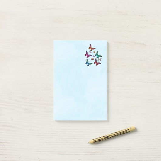 Elegantes, farbenprächtiges Schmetterlingsmuster a Post-it Klebezettel (Auf Schreibtisch)