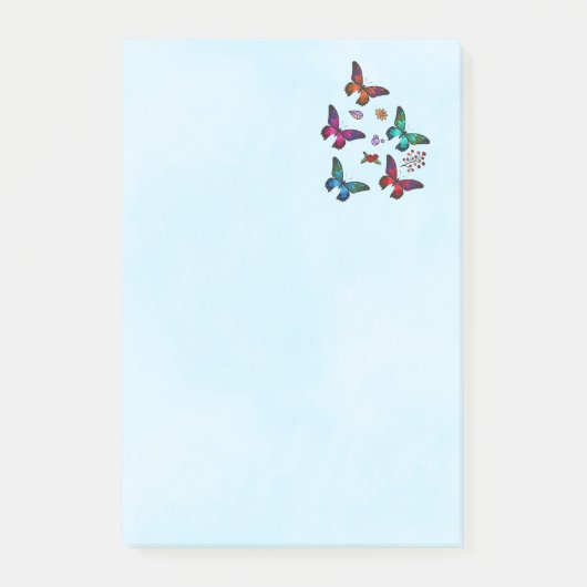 Elegantes, farbenprächtiges Schmetterlingsmuster a Post-it Klebezettel (Vorderseite)