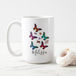 Elegantes, farbenprächtiges Schmetterlingsmuster Kaffeetasse