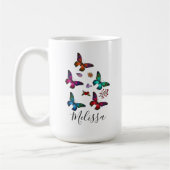 Elegantes, farbenprächtiges Schmetterlingsmuster Kaffeetasse (Links)