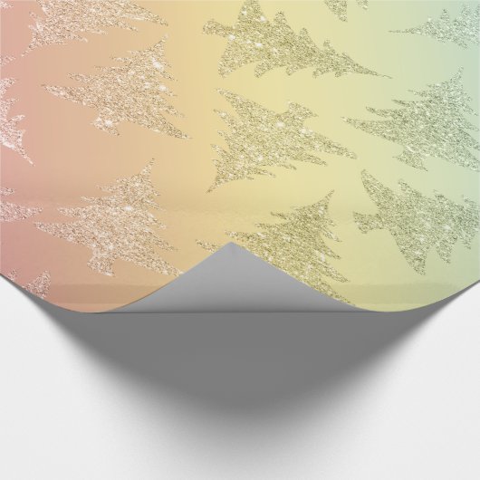 Elegantes farbenprächtiges Weihnachtsbaummuster Geschenkpapier (Ecke)