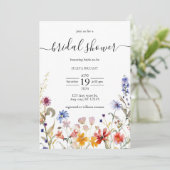 Elegantes farbiges Brautparty der Wildblume Einladung (Stehend Vorderseite)