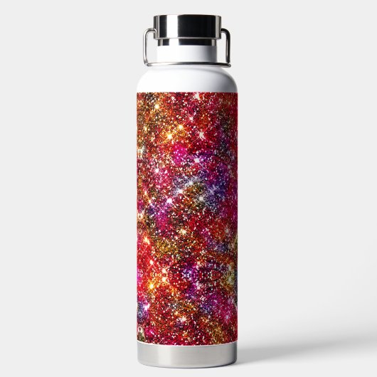 Elegantes farbiges Imitat Glitzer Monogramm Trinkflasche (Rückseite)