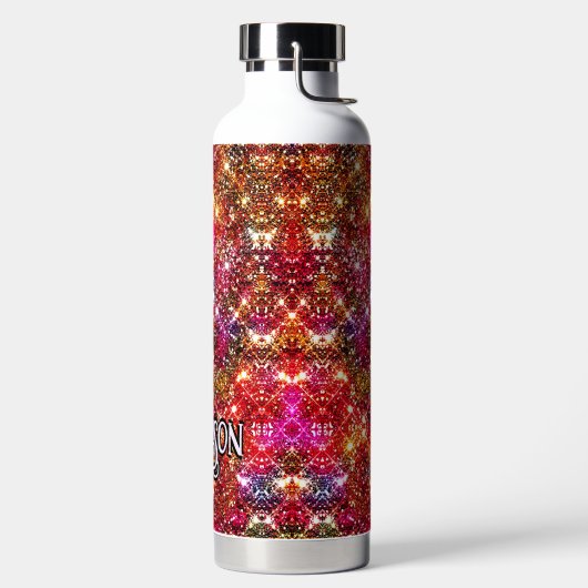 Elegantes farbiges Imitat Glitzer Monogramm Trinkflasche (links)