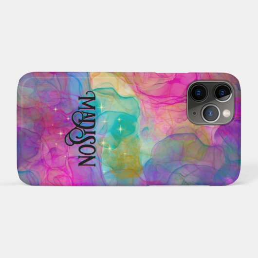 Elegantes farbiges Marmorkunstmonogramm Case-Mate iPhone Hülle (Rückseite (Horizontal))