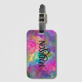 Elegantes farbiges Marmorkunstmonogramm Gepäckanhänger (Vorderseite Vertikal)