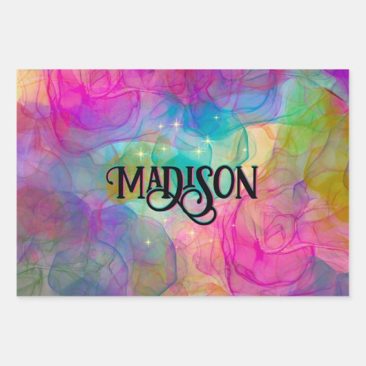 Elegantes farbiges Marmorkunstmonogramm Geschenkpapier Set (Vorderseite)