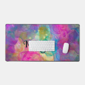 Elegantes farbiges Marmorkunstmonogramm Schreibtischunterlage (Tastatur & Maus)