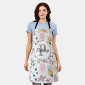 Elegantes farbiges Monogramm des Blumenblattes Schürze (Getragen)