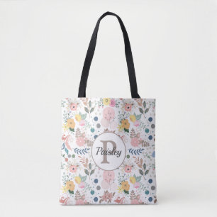 Elegantes farbiges Monogramm des Blumenblattes Tasche